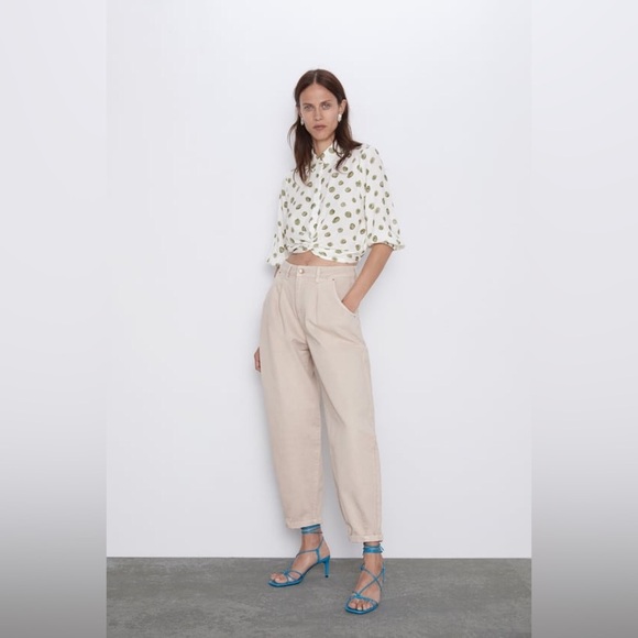 ZARA POLKA DOT PRINT SHIRT WITH FEONT KNOT SIZE S - Picture 6 of 11